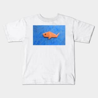 Orange origami fish Kids T-Shirt